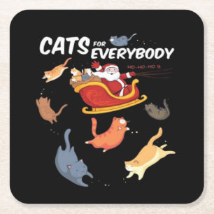 Cats for everyone square paper coaster
