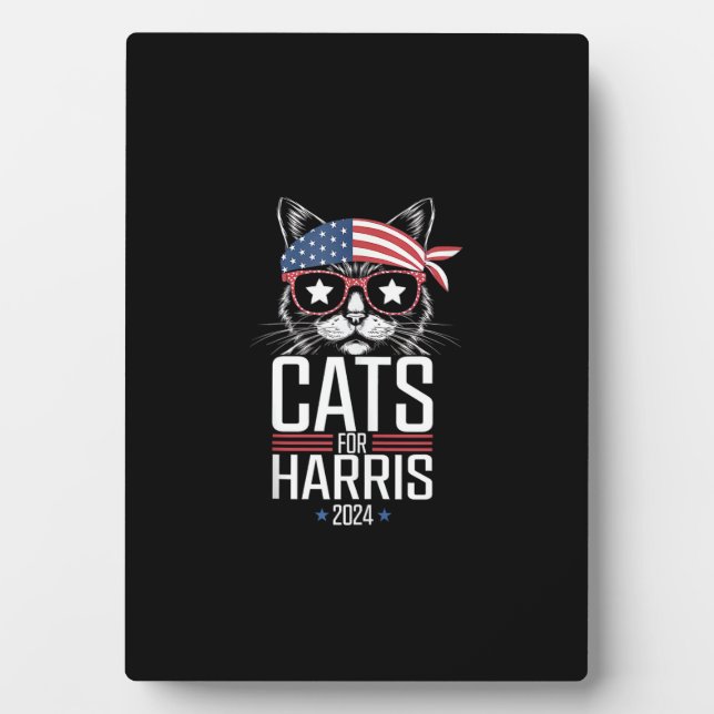 Cats for Harris 2024 - Kamala Harris for President Plaque (Front)