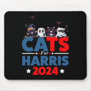 Cats For Harris 2024 - Kamala Harris Halloween Men Mouse Pad