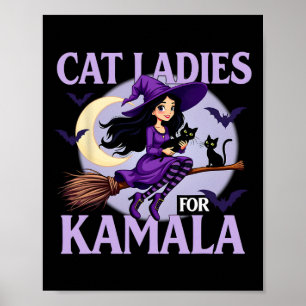 Cats For Harris 2024 Spooky Halloween Witches Kama Poster