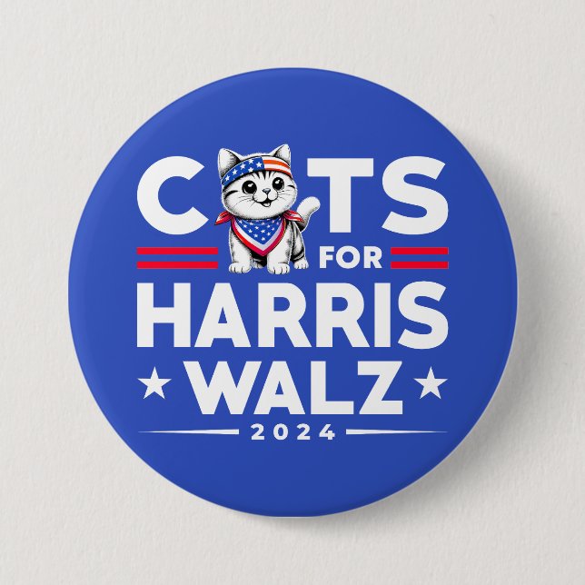Cats for Harris Walz 2024 election campaign  7.5 Cm Round Badge (Front)