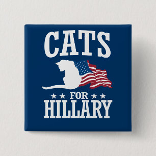 CATS FOR HILLARY 15 CM SQUARE BADGE