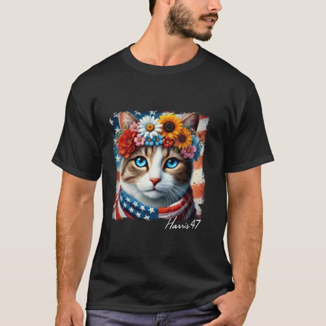 Cats for Kamala Harris 2024 President 47 T Shirt (Front)