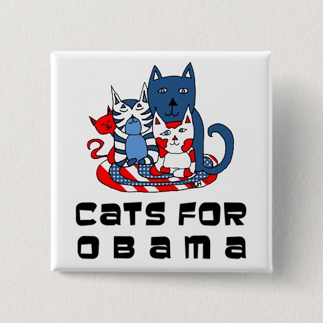 Cats For Obama 15 Cm Square Badge (Front)