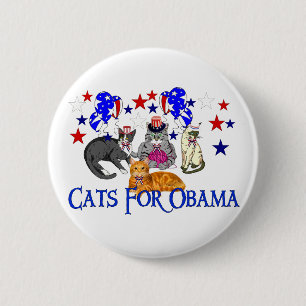 CATS FOR OBAMA 6 CM ROUND BADGE