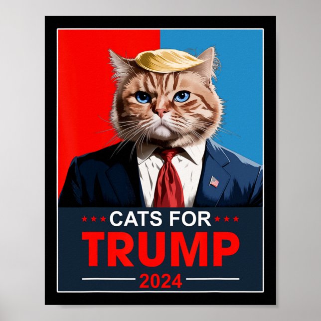 Cats For Trump 2024 Funny Vote For Trump Cats 2024 Poster (Front)