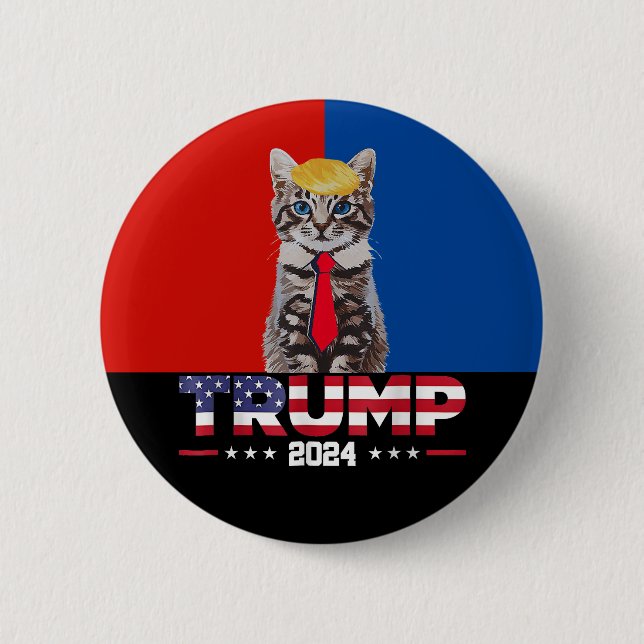 Cats For Trump 2024 | Vance Trump Red Blue 6 Cm Round Badge (Front)