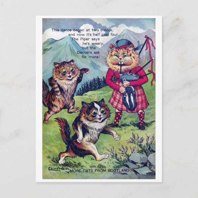 Cats from Scotland - Louis Wain Holiday Postcard (Front)