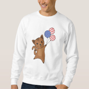 Cats Funny Cat 4th Of July American Flag Sweatshirt