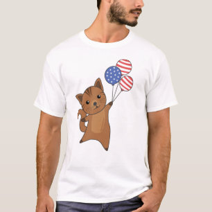 Cats Funny Cat 4th Of July American Flag T-Shirt