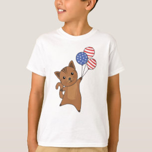 Cats Funny Cat 4th Of July American Flag T-Shirt