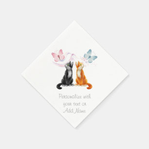 Cats Gender Reveal Baby Shower Party Napkins