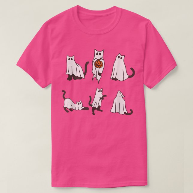 Cats Ghosts Pattern Halloween Funny Cat Costume  T-Shirt (Design Front)