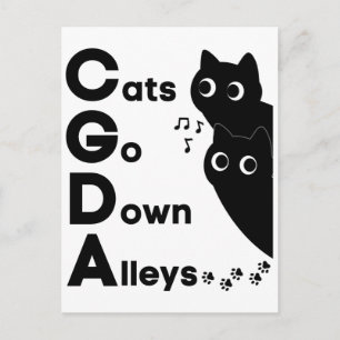 Cats Go Down Alleys CGDA Music Theory Postcard