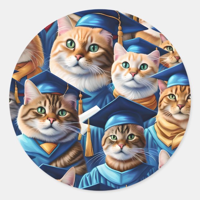 Cats Graduation Day Classic Round Sticker (Front)