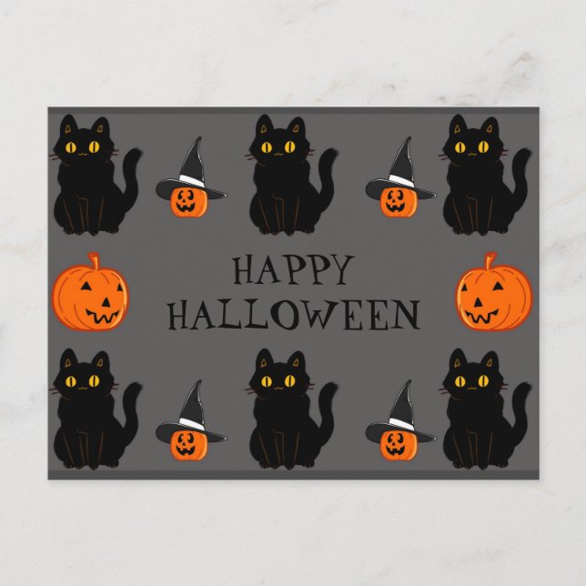 Cats Halloween Postcard (Front)