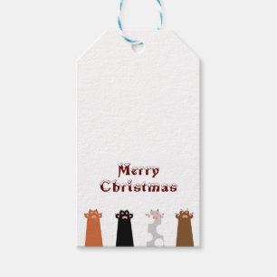 cats hands Merry Christmas Gift Tags