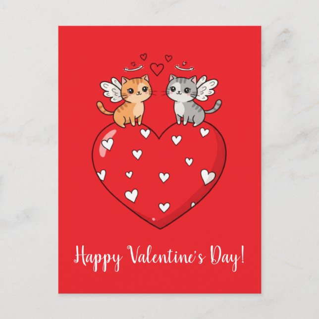 Cats Happy Valentine's Day! Postcard (Front)