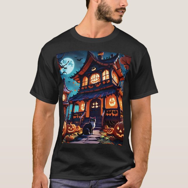 Cats Haunted Fun House T-Shirt (Front)