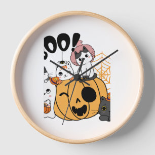 Cats Having Fun On Halloween Sticker Clock