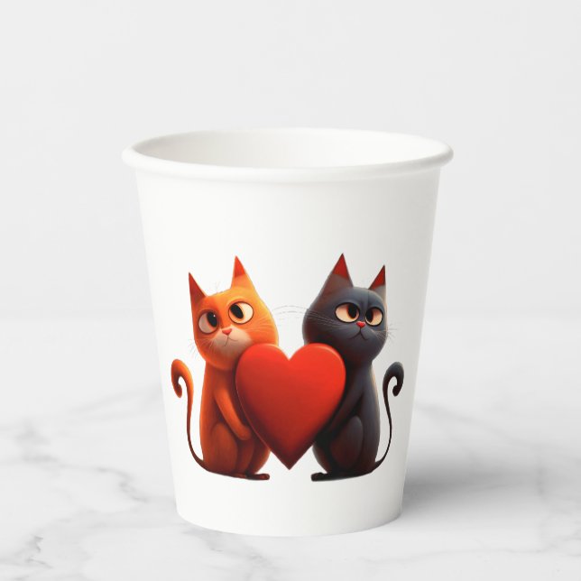 Cats, Heart,pet Paper Cups (Front)