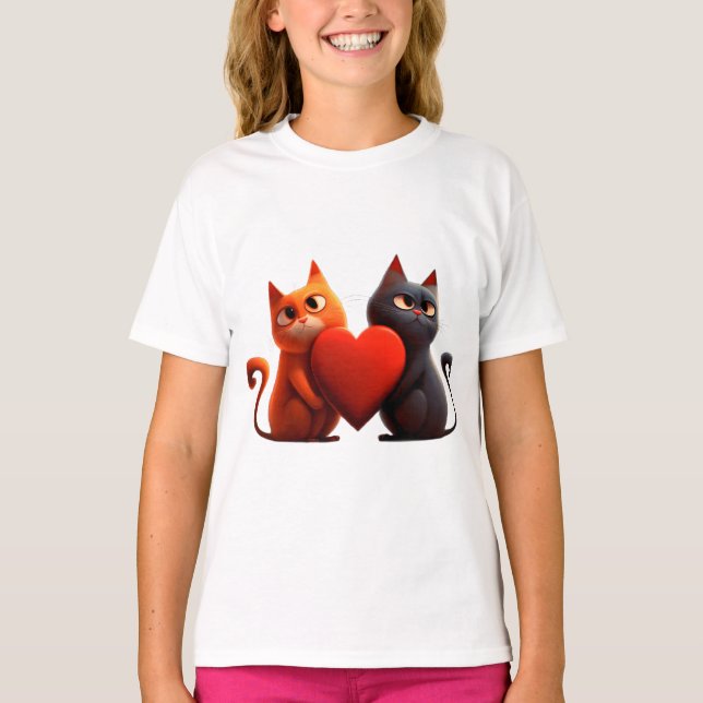 Cats, Heart,pet T-Shirt (Front)