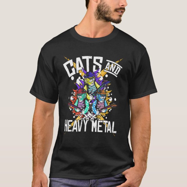 Cats & Heavy Metal T-Shirt (Front)