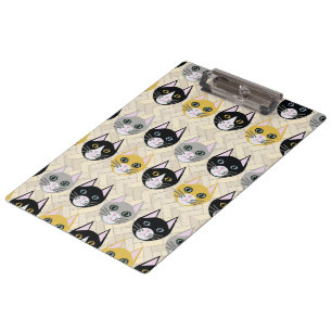 Cats Herringbone Beige Clipboard