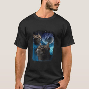 Cats Howl at Moon Funny Vintage Three Cat Howling T-Shirt