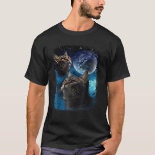 Cats Howl at Moon Funny Vintage Three Cat Howling T-Shirt