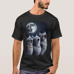 Cats Howling At The Moon  American Shorthair Cat T-Shirt