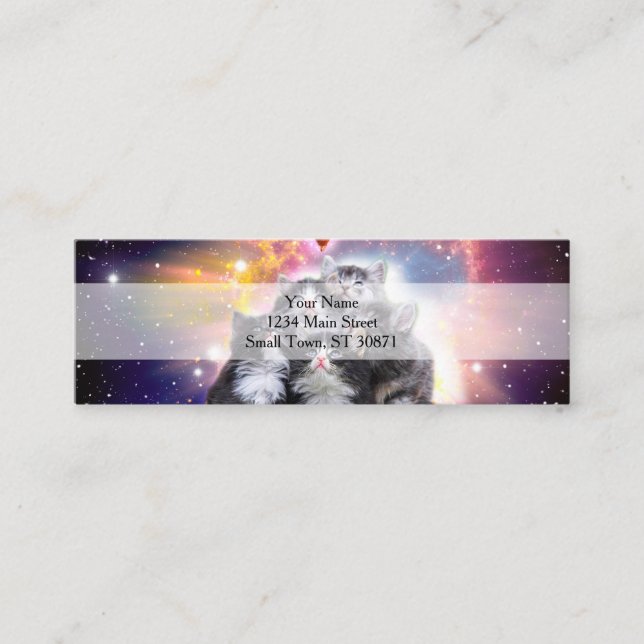 Cats Illuminatis and pizza Mini Business Card (Front)