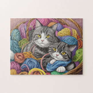 Cats in a Basket Jigsaw Puzzle