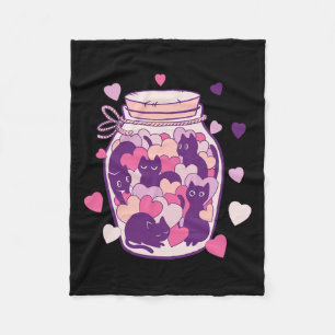 Cats In A Bottle Valentine's Day Hearts Cute Sweet Fleece Blanket