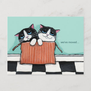 Cats in a Packing Box   We've Moved Announcement