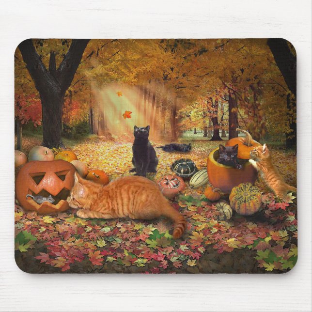 Cats in Autumn Mouse Pad (Front)