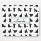 Cats in Black Silhouette Pattern with First Name