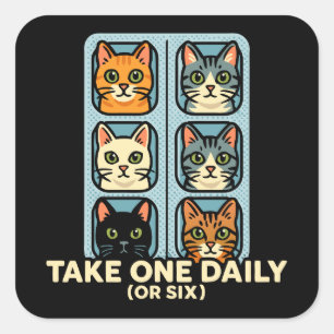 Cats In Blister Pack Medicine For Happiness Square Sticker