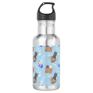 Cats in box and milk drops on blue 532 ml water bottle