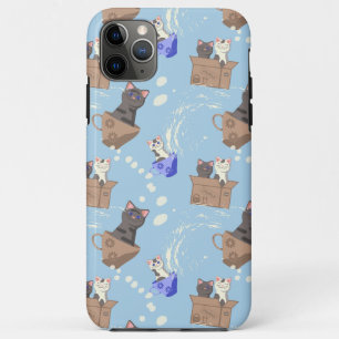 Cats in box and milk drops on blue Case-Mate iPhone case