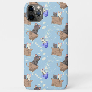Cats in box and milk drops on blue Case-Mate iPhone case