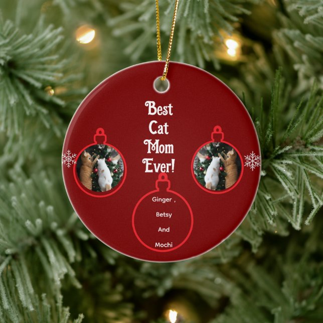 Cats In Christmas Tree Customize  Ceramic Tree Decoration (Tree)