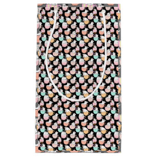 Cats in coffee cups 01. Black BG Small Gift Bag