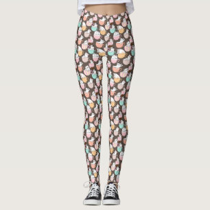 Cats in coffee cups 01. DGrey BG Leggings