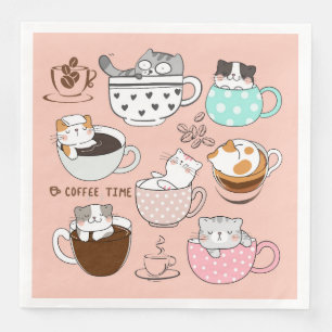 Cats in Coffee Cups Napkin