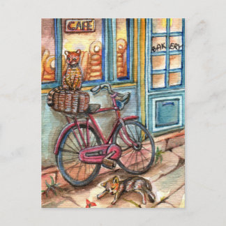Cats in Front of Bakery Postcard
