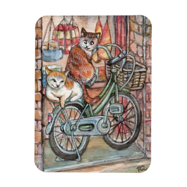 Cats in front of Meat Shop Magnet (Vertical)