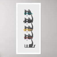 Cats In Glasses Pile Pixel Art Poster