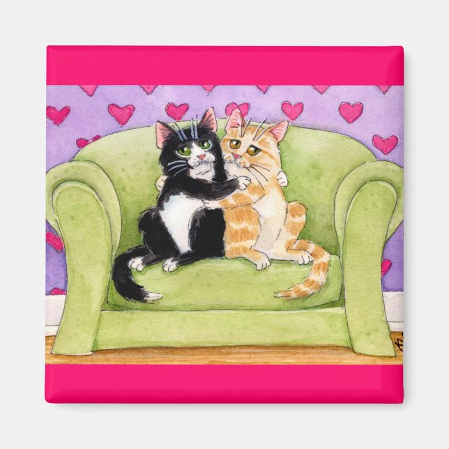 Cats in love cute magnet (Front)