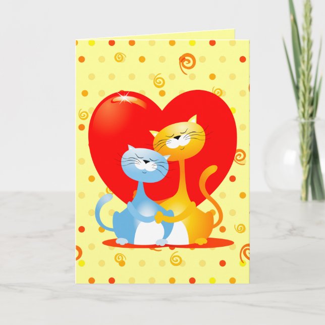 Cats in love, greeting card (Front)